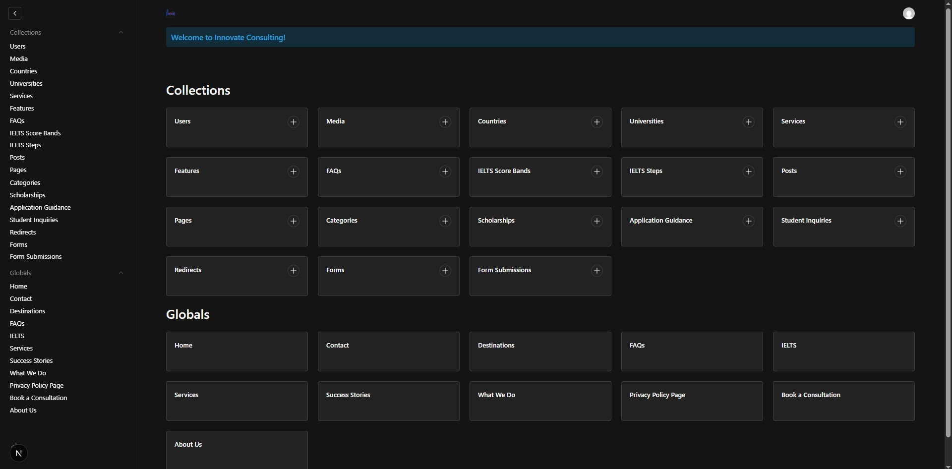 Innovate Consults consulting platform dashboard Innovate Consults consulting platform dashboard